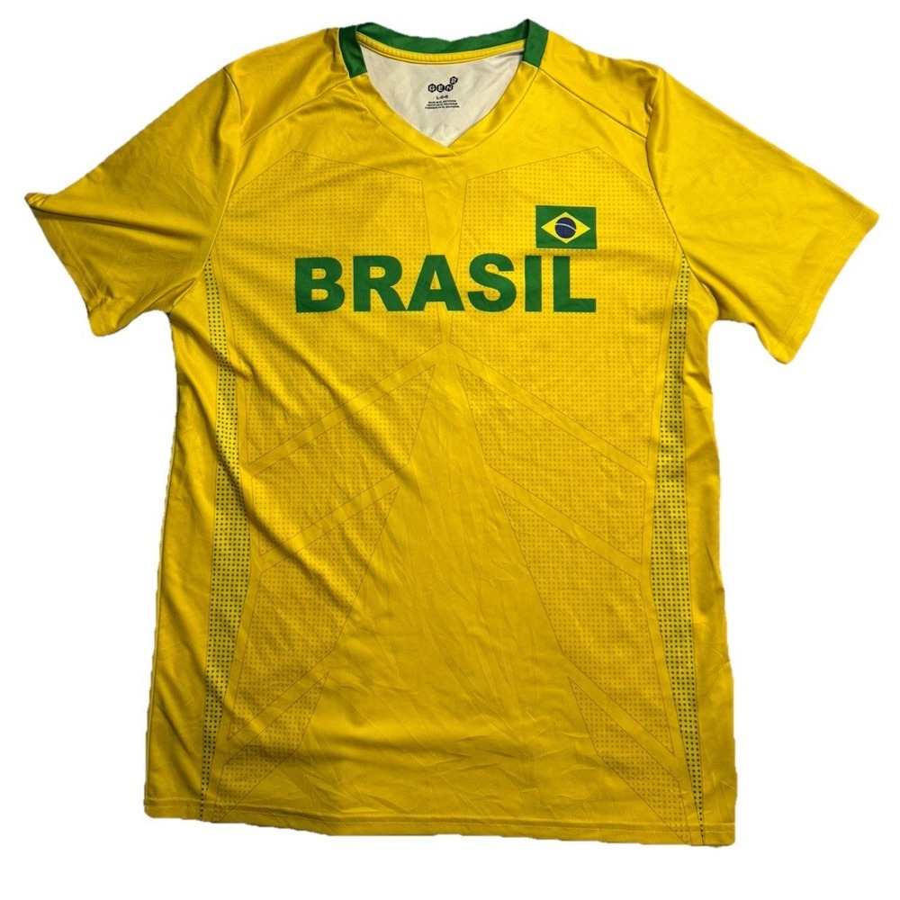 Gen 2 Mens Brasil‎ World Cup Jersey Cotton Short Sleeve Soccer Amanda #9 Large